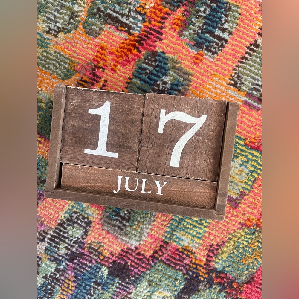 Wooden Calendar Block with White Numbers